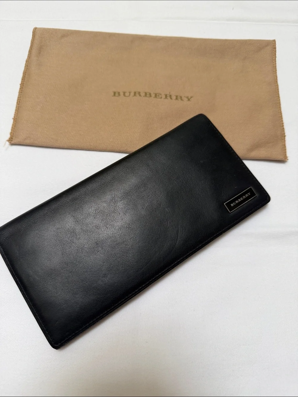 Burberry Black Leather Continental Long Wallet with Dust Bag
